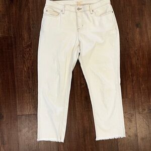 EILEEN FISHER Made In USA Jeans Sz 10 33x25” Straight Slim Fit Lightwash Stretch